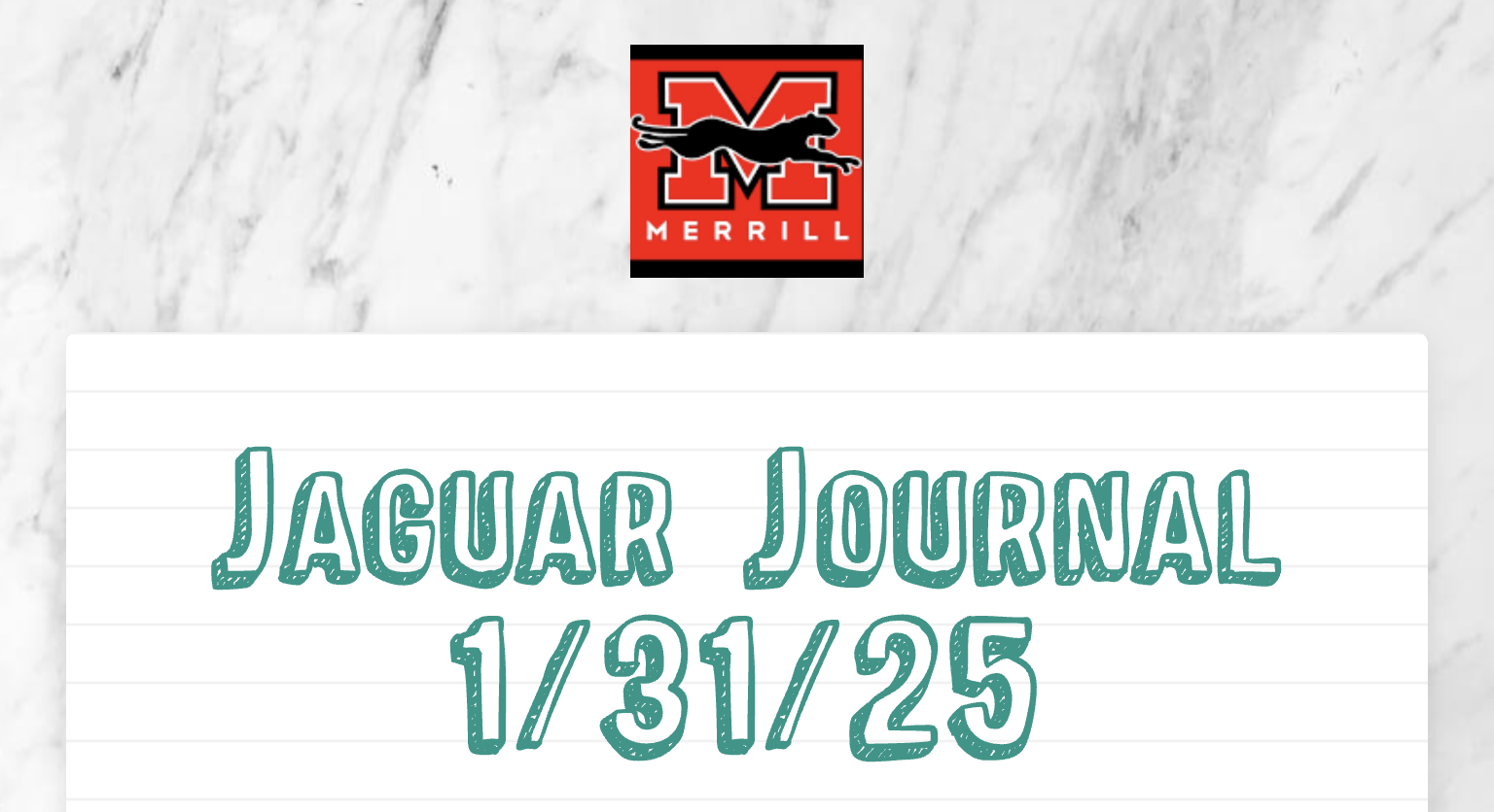 Jaguar Journal 1/31/25